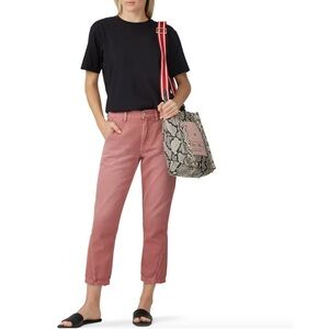 AMO Slouch Trousers in Petal Pink Straight Leg Crop Ankle